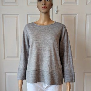 Bartolini Grey Wool Blend Sweater with Ribbed Detail Size XL Made in Italy